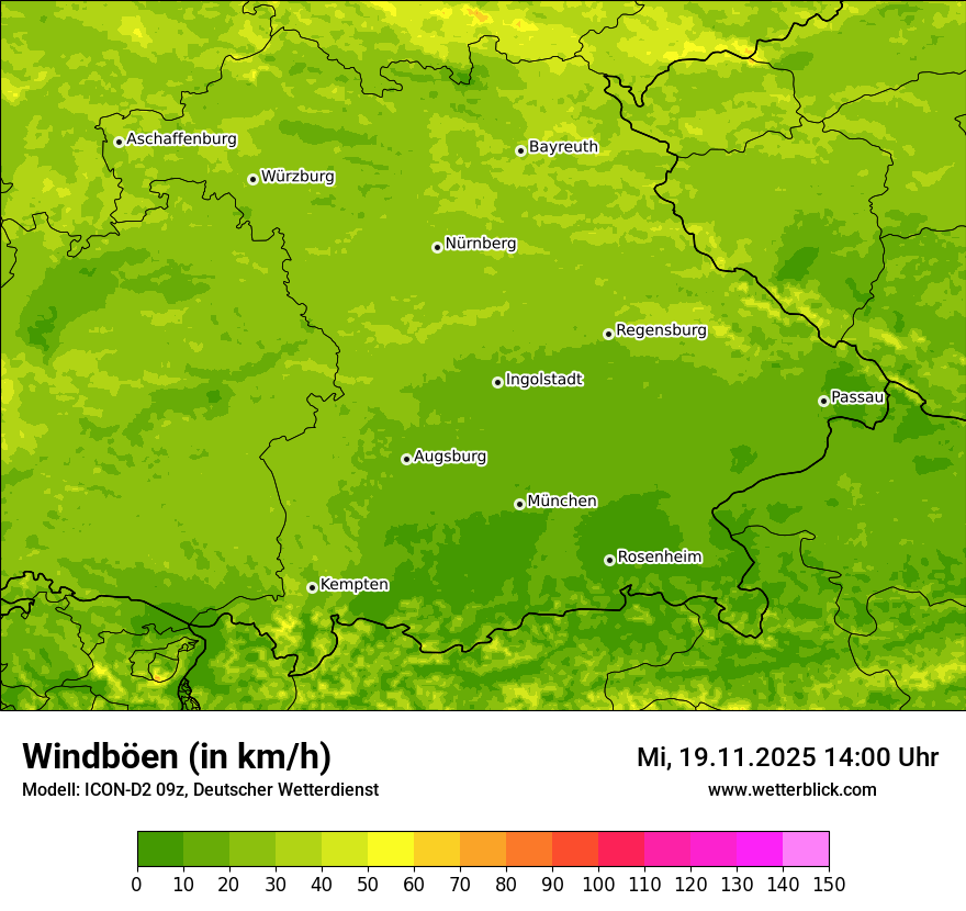 Modellkarten Windgeschwindigkeit