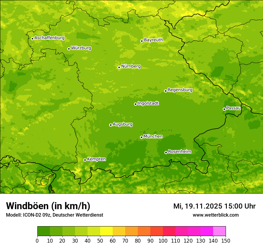 Modellkarten Windgeschwindigkeit