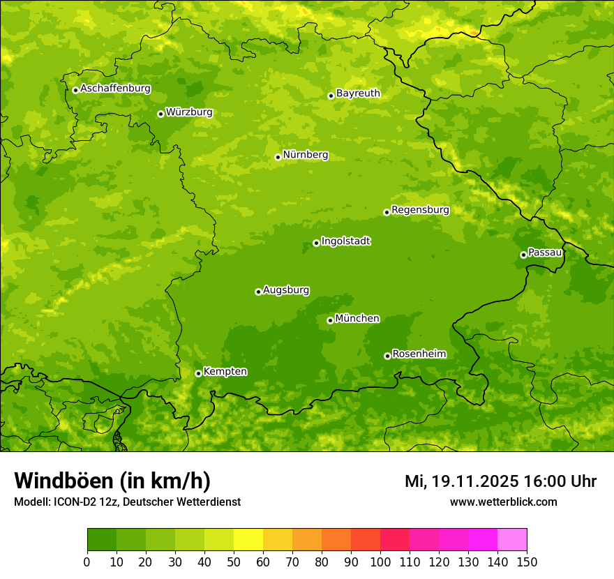 Modellkarten Windgeschwindigkeit