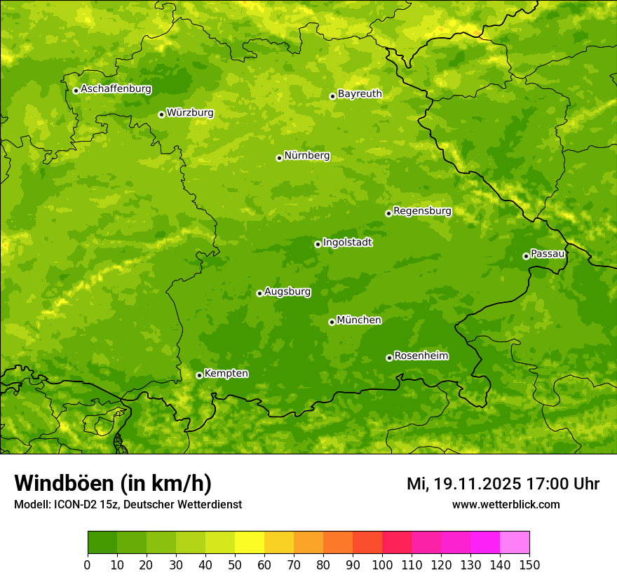 Modellkarten Windgeschwindigkeit