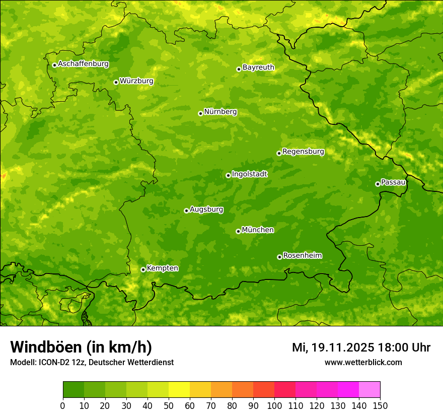 Modellkarten Windgeschwindigkeit