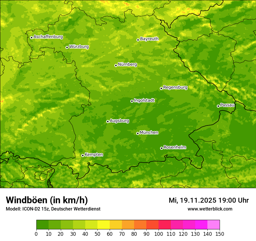 Modellkarten Windgeschwindigkeit