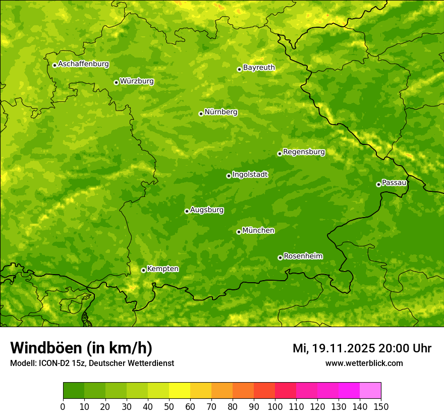Modellkarten Windgeschwindigkeit