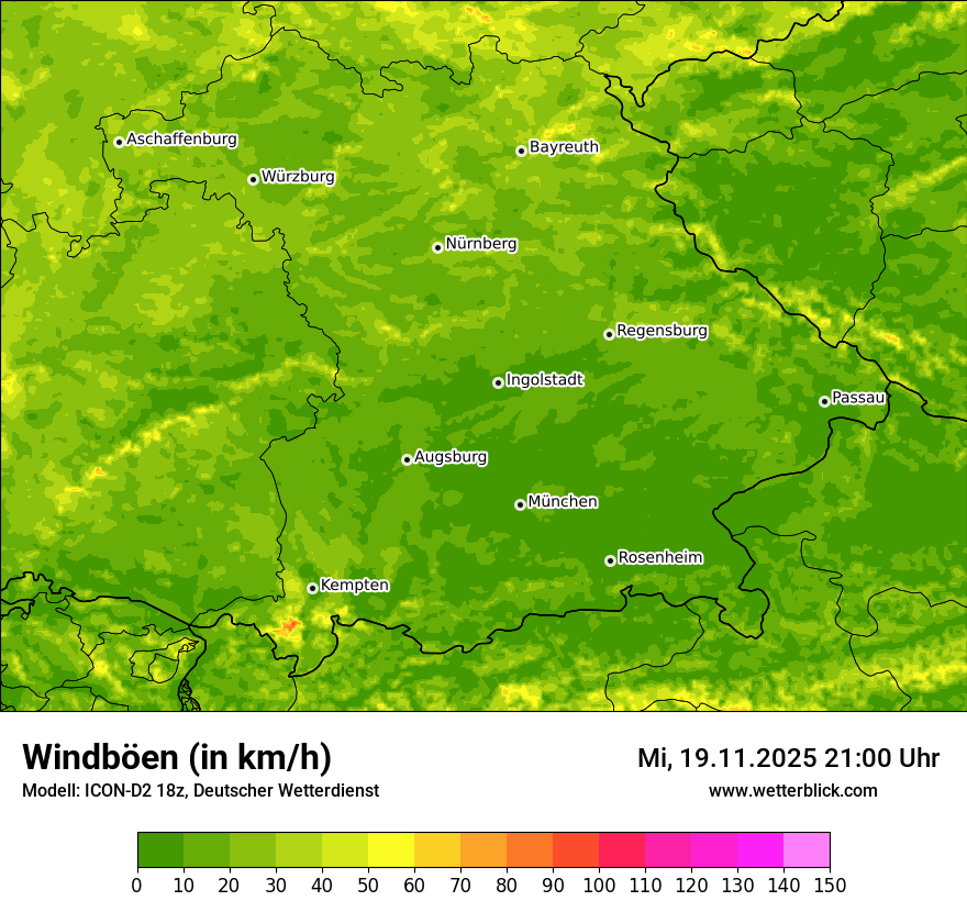 Modellkarten Windgeschwindigkeit