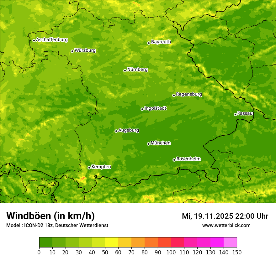 Modellkarten Windgeschwindigkeit