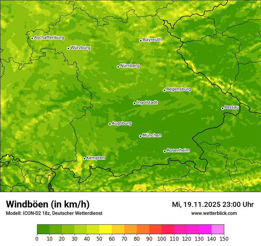 Modellkarten Windgeschwindigkeit
