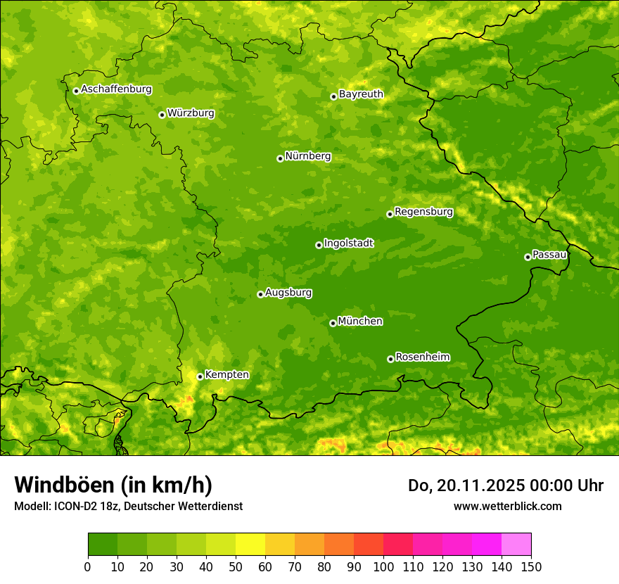 Modellkarten Windgeschwindigkeit