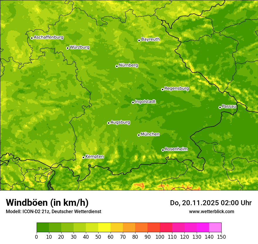 Modellkarten Windgeschwindigkeit