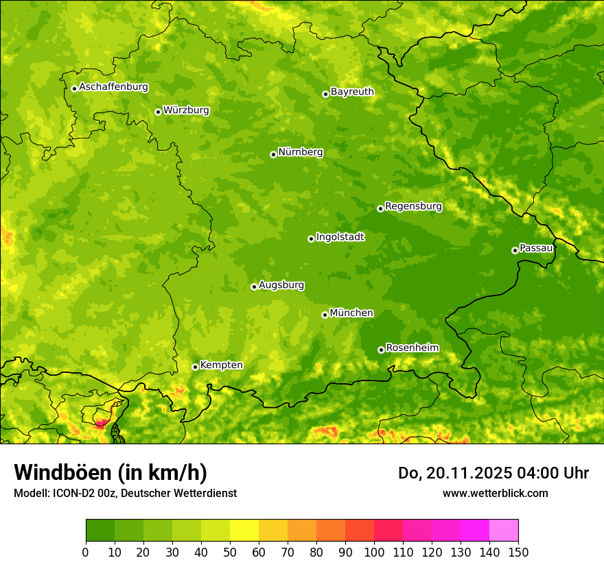 Modellkarten Windgeschwindigkeit