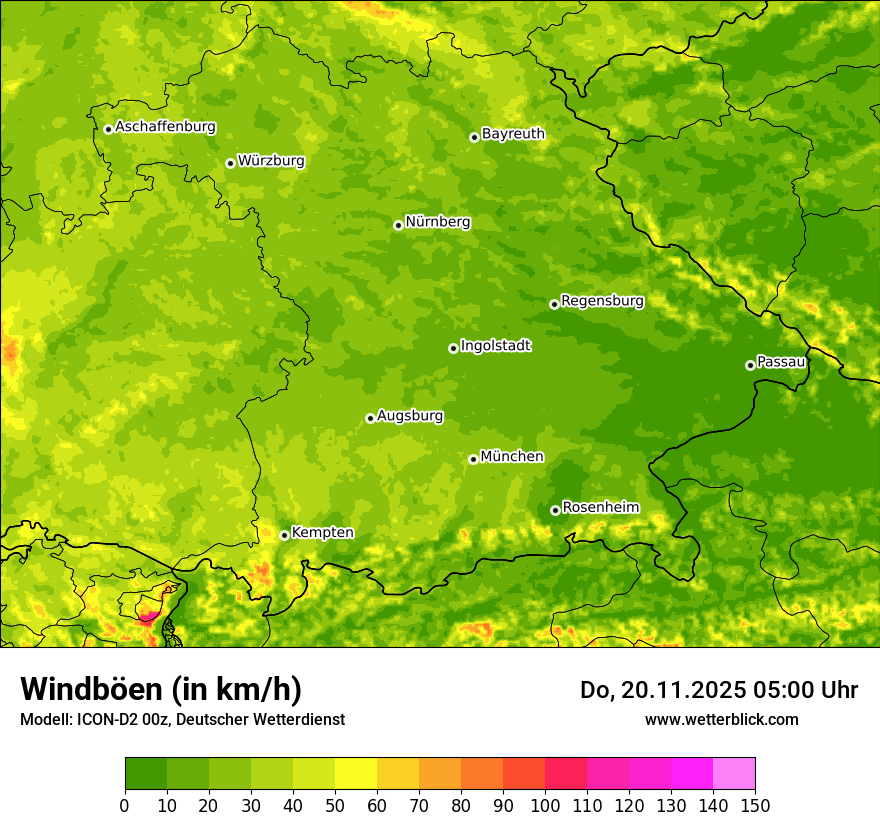 Modellkarten Windgeschwindigkeit