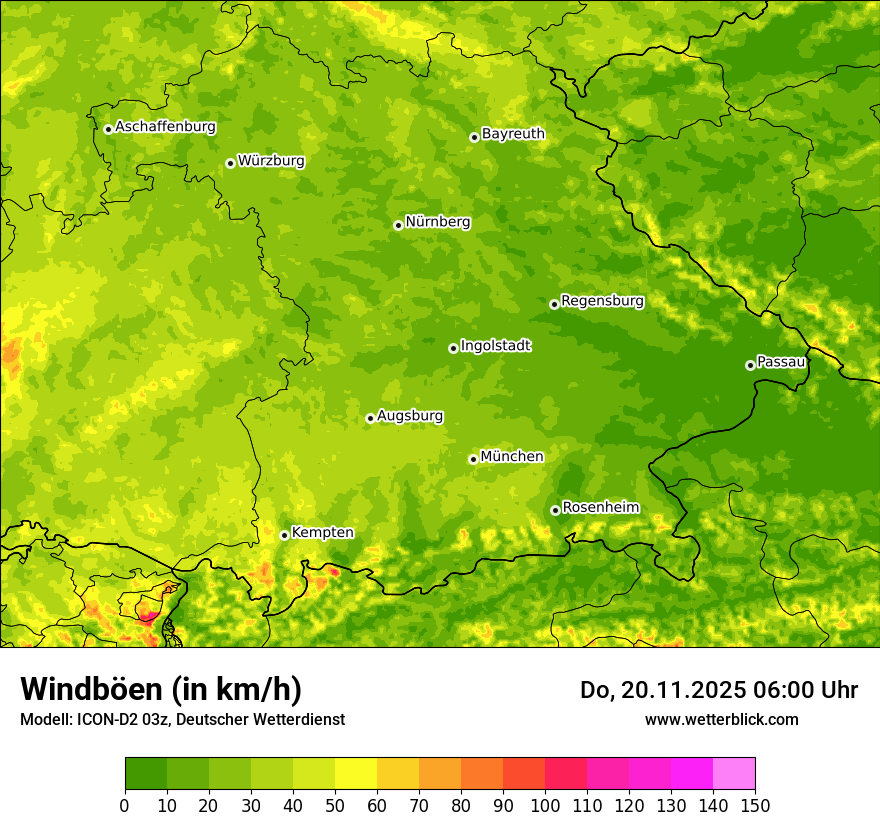 Modellkarten Windgeschwindigkeit