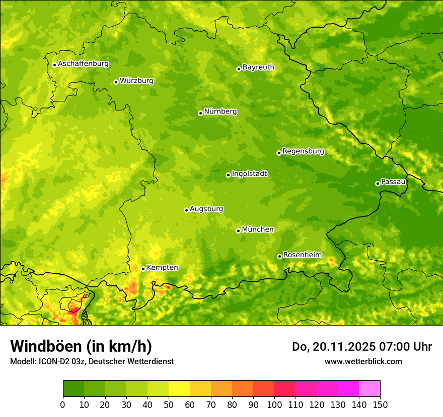 Modellkarten Windgeschwindigkeit