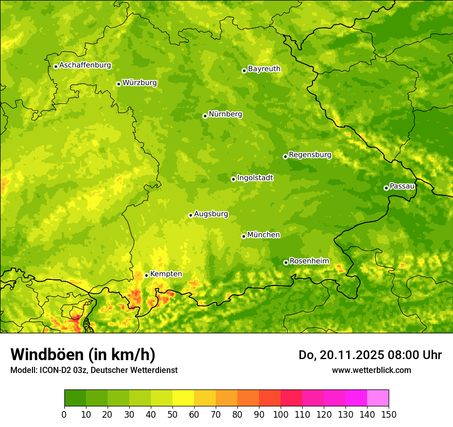 Modellkarten Windgeschwindigkeit