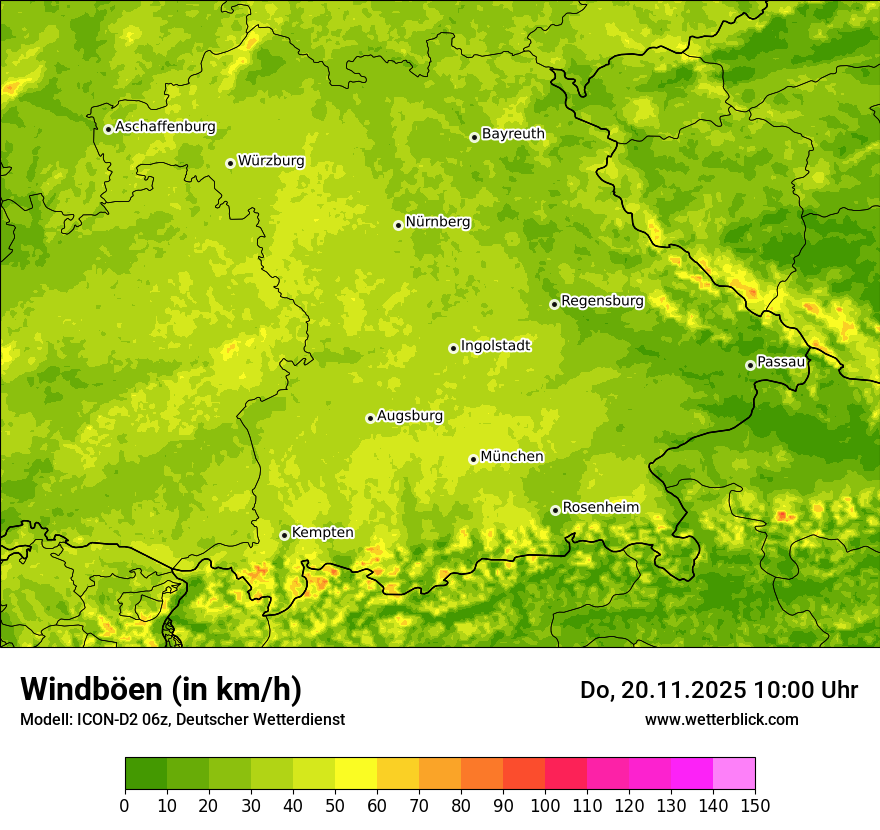Modellkarten Windgeschwindigkeit