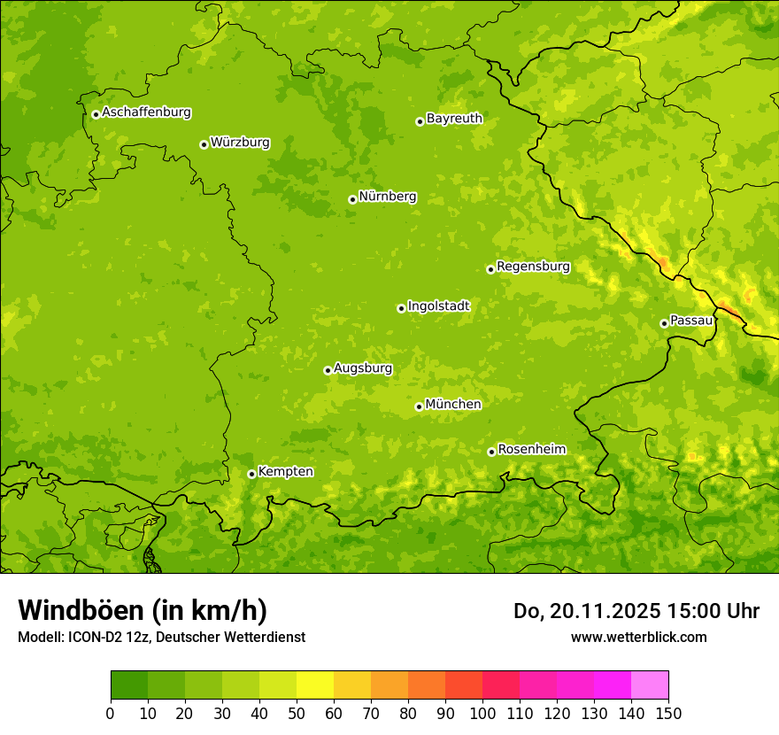 Modellkarten Windgeschwindigkeit