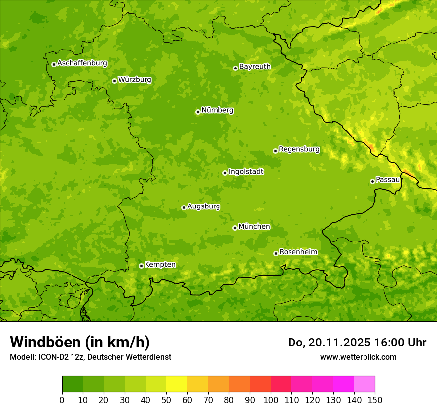 Modellkarten Windgeschwindigkeit