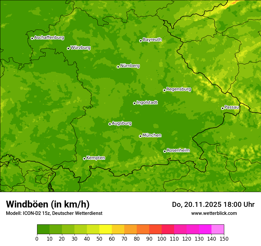Modellkarten Windgeschwindigkeit