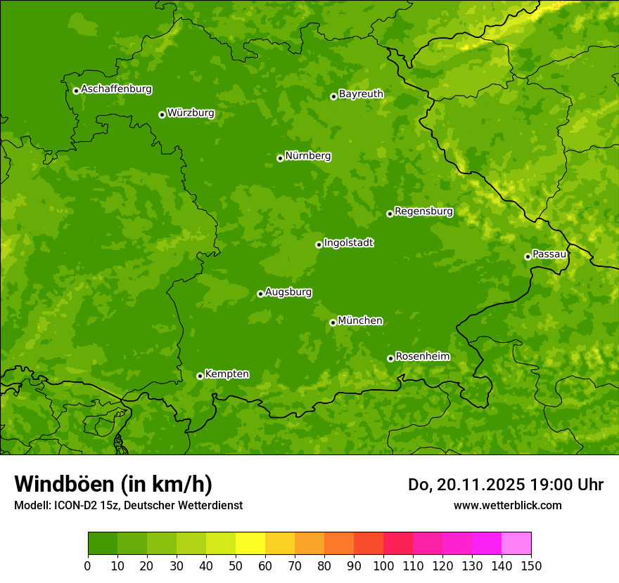 Modellkarten Windgeschwindigkeit