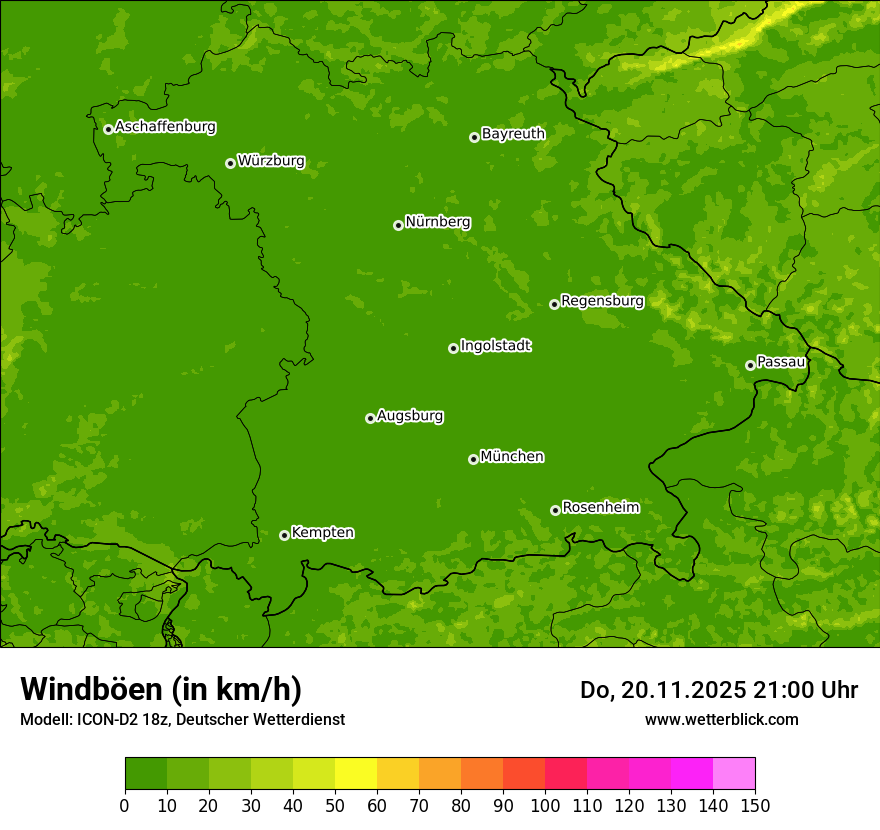 Modellkarten Windgeschwindigkeit