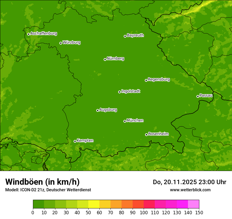 Modellkarten Windgeschwindigkeit