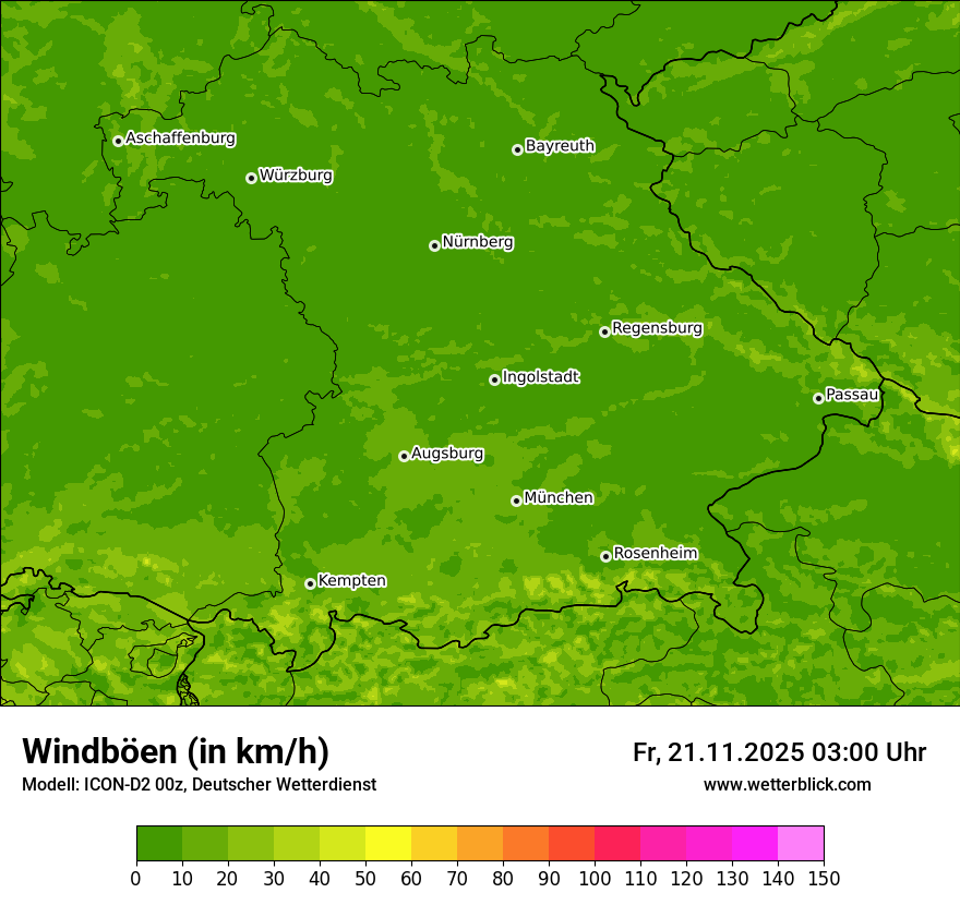 Modellkarten Windgeschwindigkeit