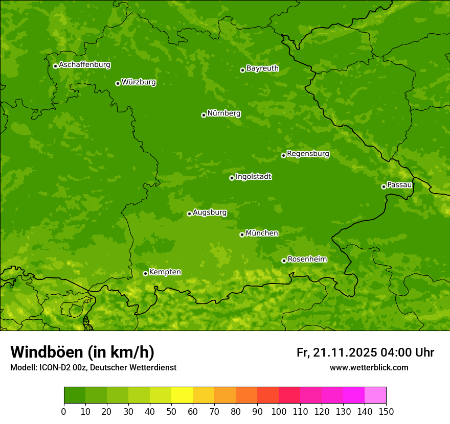 Modellkarten Windgeschwindigkeit