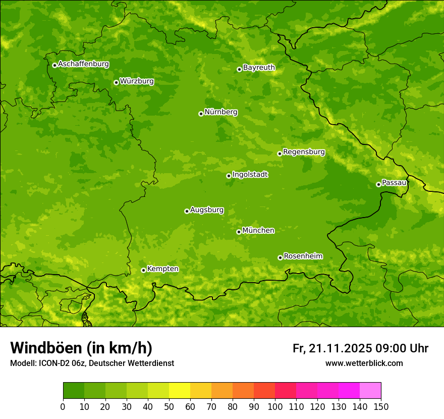 Modellkarten Windgeschwindigkeit
