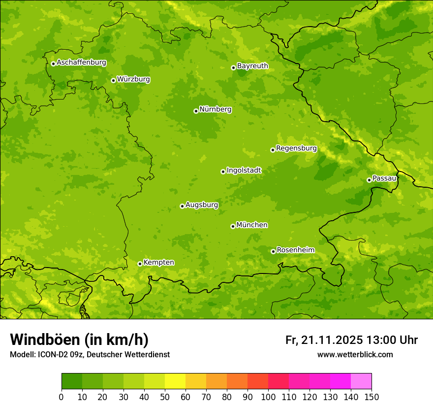 Modellkarten Windgeschwindigkeit