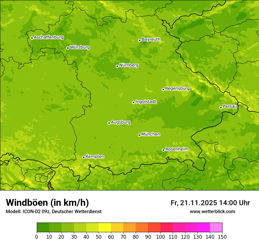 Modellkarten Windgeschwindigkeit