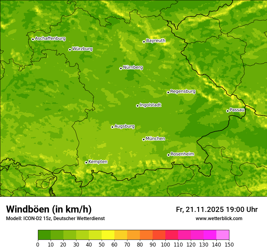 Modellkarten Windgeschwindigkeit