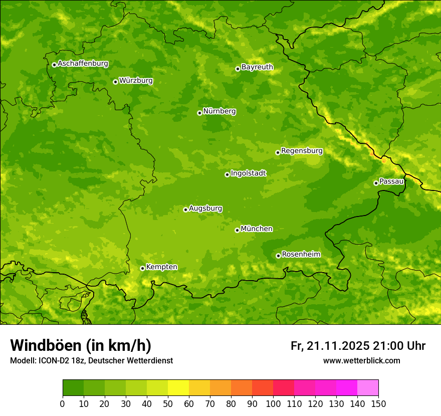 Modellkarten Windgeschwindigkeit