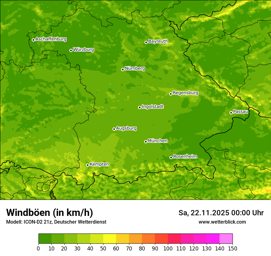 Modellkarten Windgeschwindigkeit