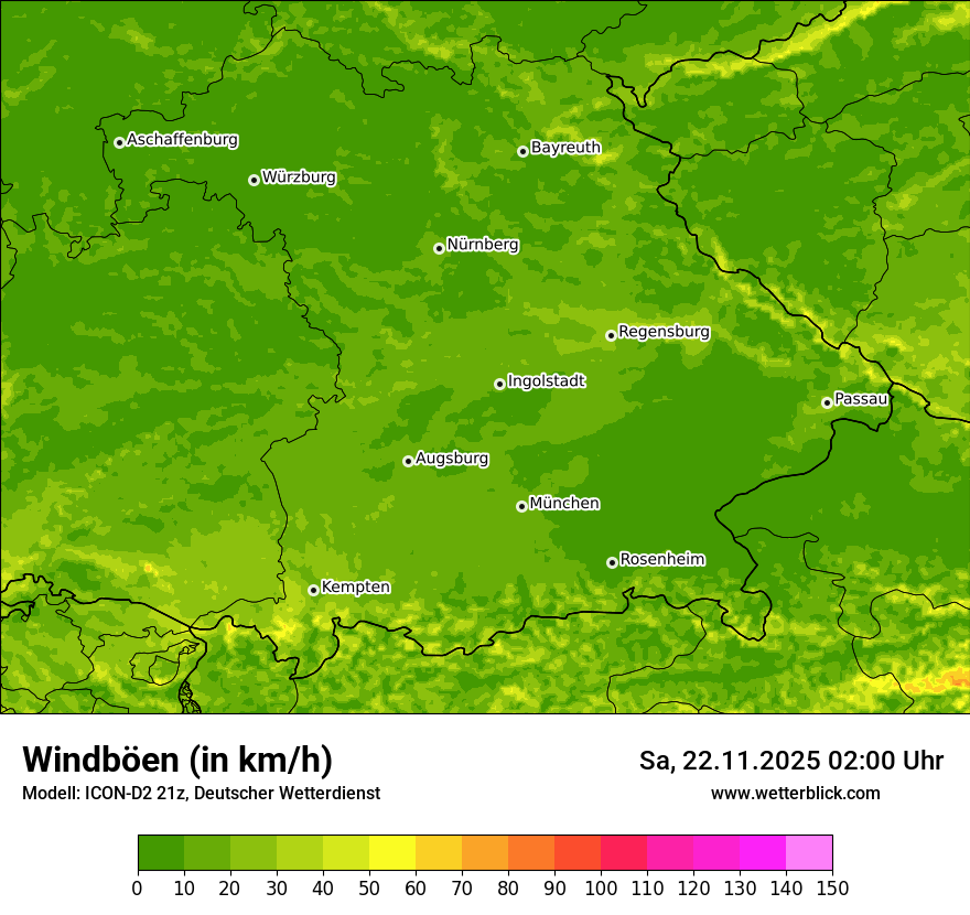 Modellkarten Windgeschwindigkeit