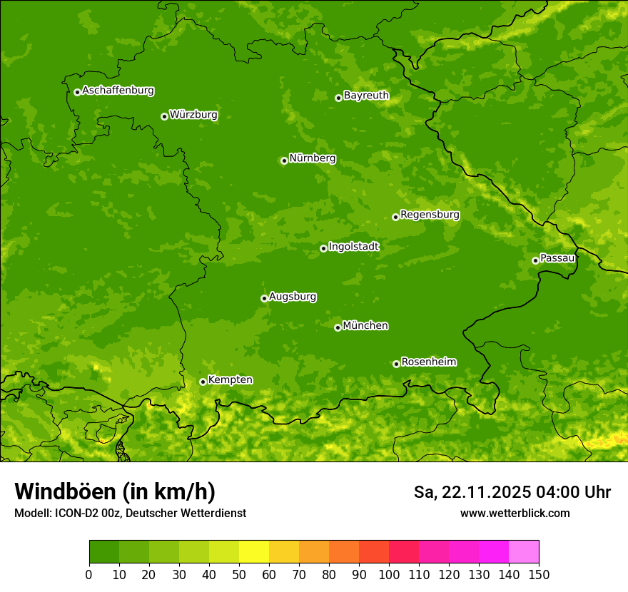 Modellkarten Windgeschwindigkeit