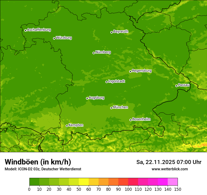 Modellkarten Windgeschwindigkeit