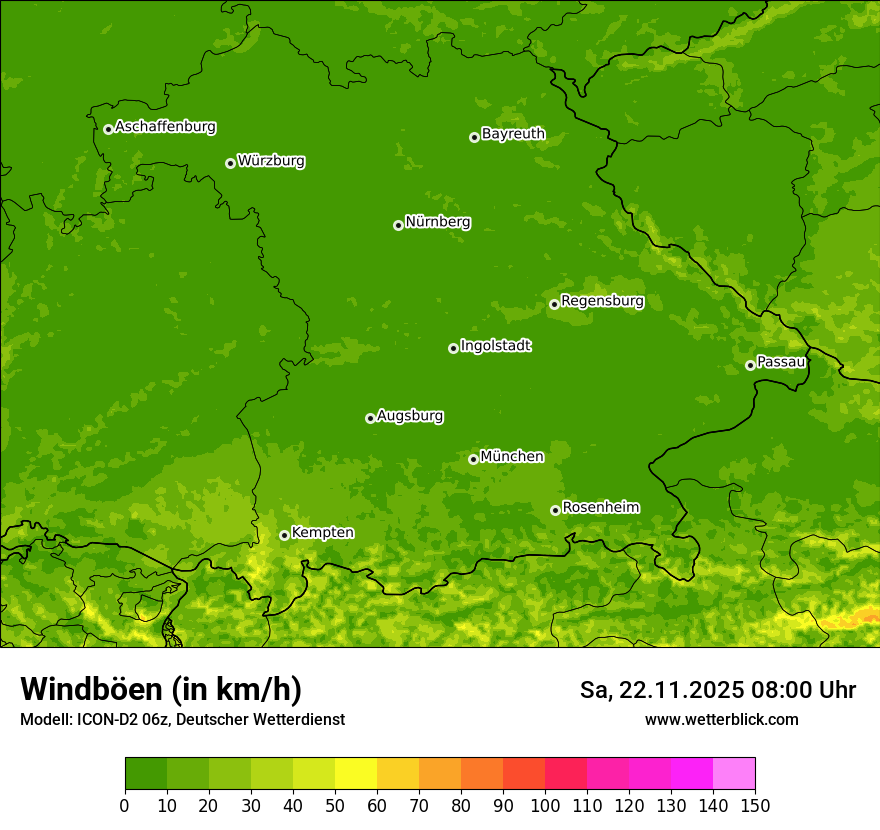 Modellkarten Windgeschwindigkeit