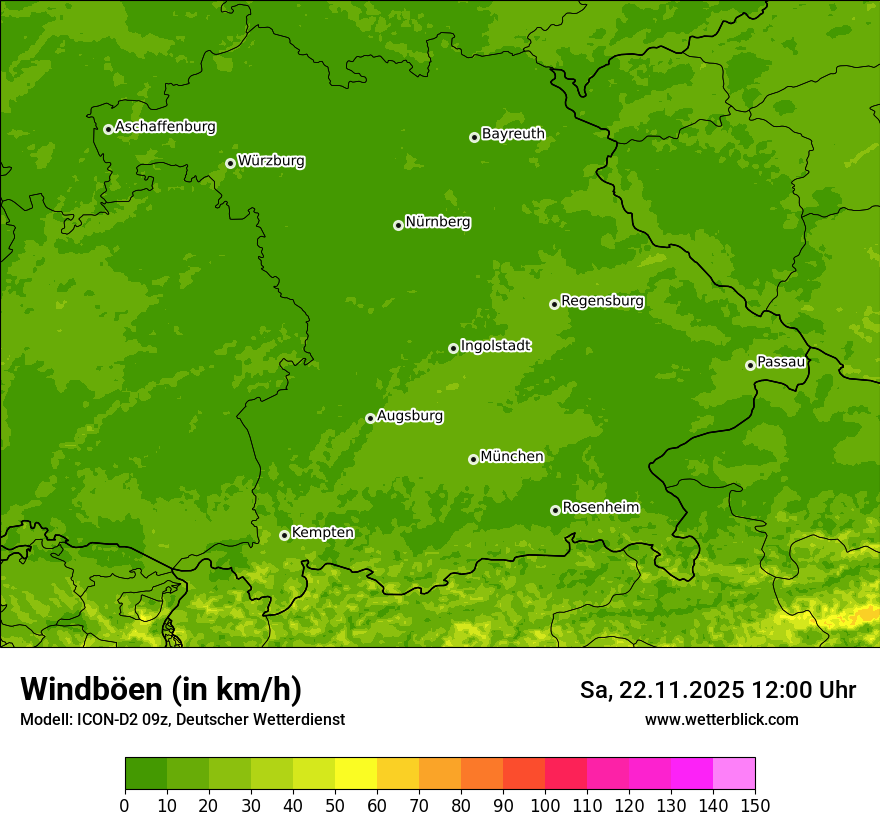 Modellkarten Windgeschwindigkeit