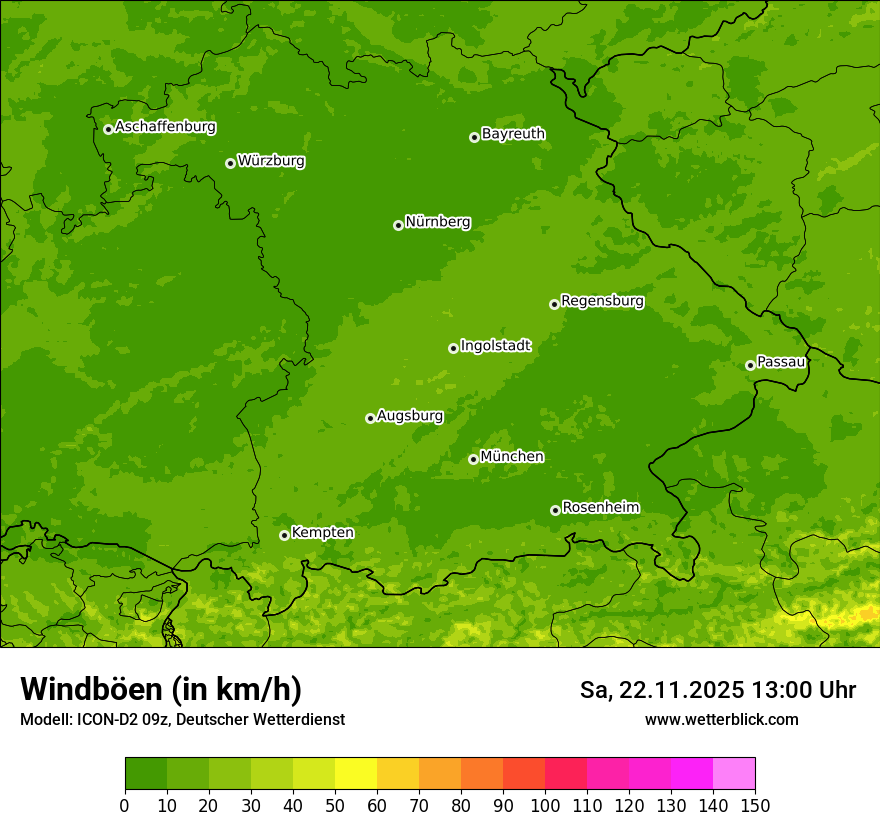 Modellkarten Windgeschwindigkeit