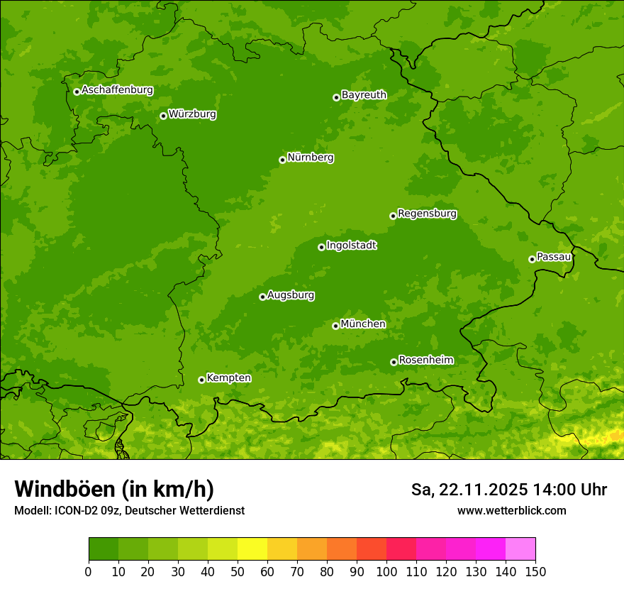 Modellkarten Windgeschwindigkeit