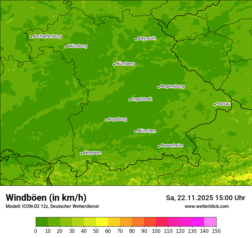 Modellkarten Windgeschwindigkeit