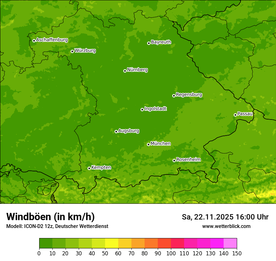 Modellkarten Windgeschwindigkeit