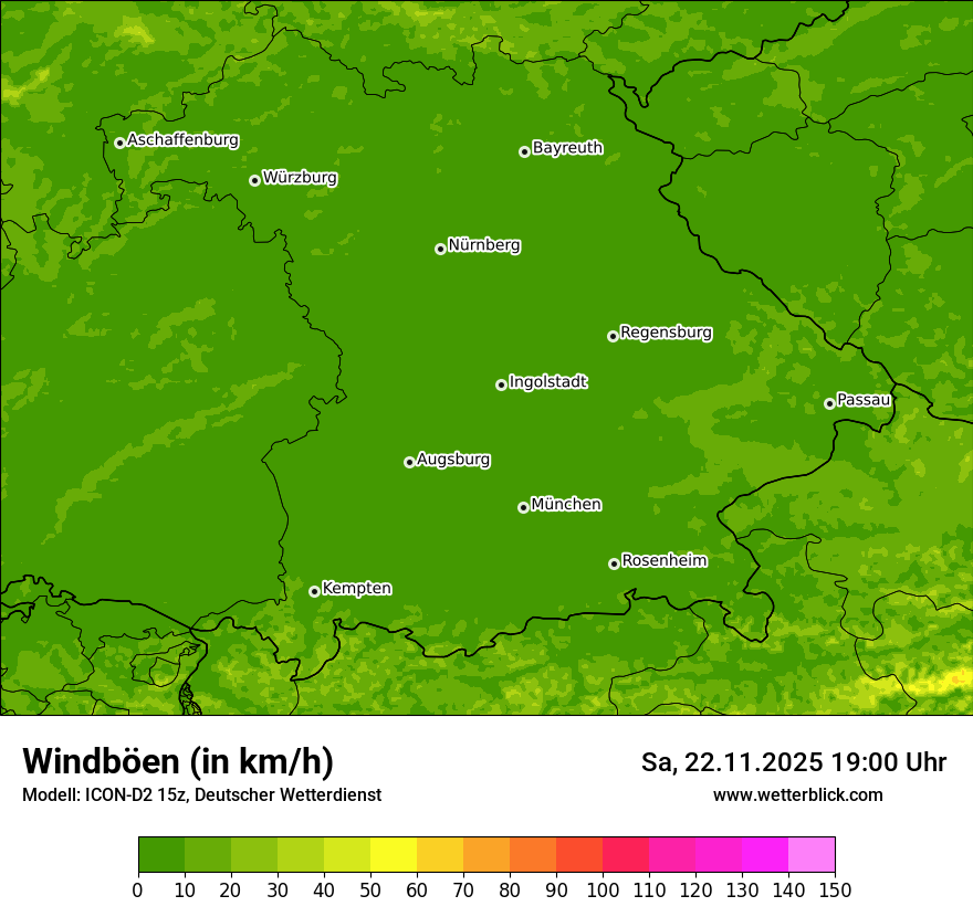 Modellkarten Windgeschwindigkeit