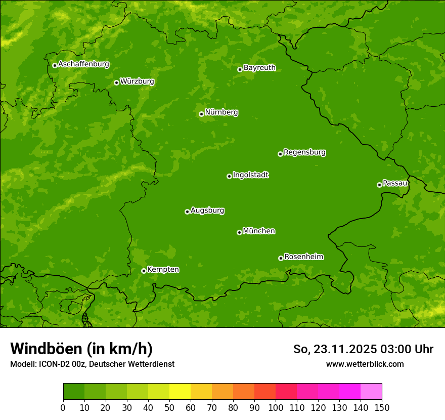 Modellkarten Windgeschwindigkeit