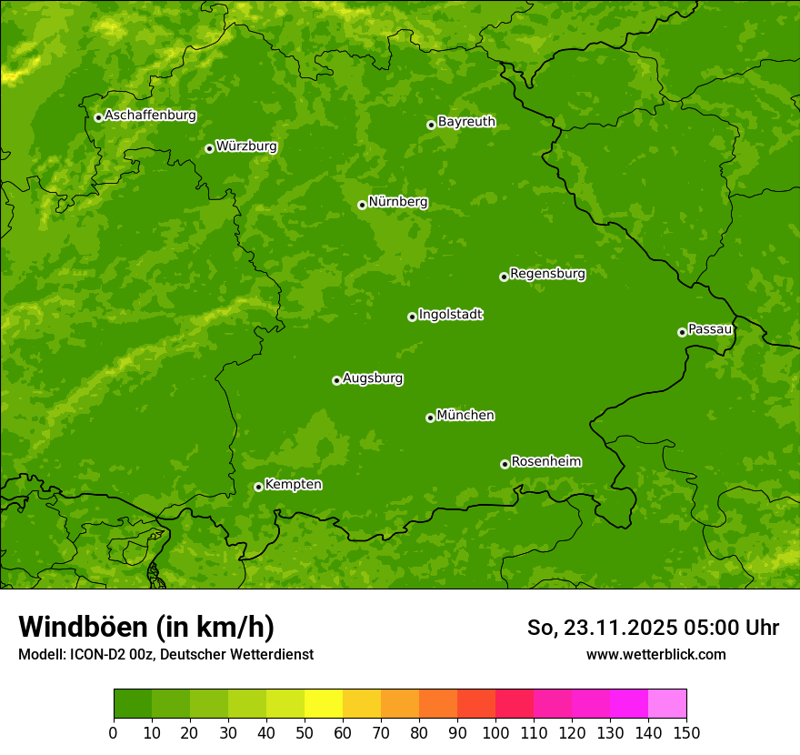 Modellkarten Windgeschwindigkeit