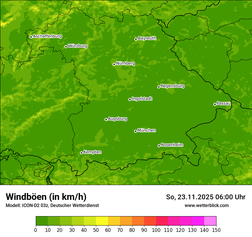 Modellkarten Windgeschwindigkeit