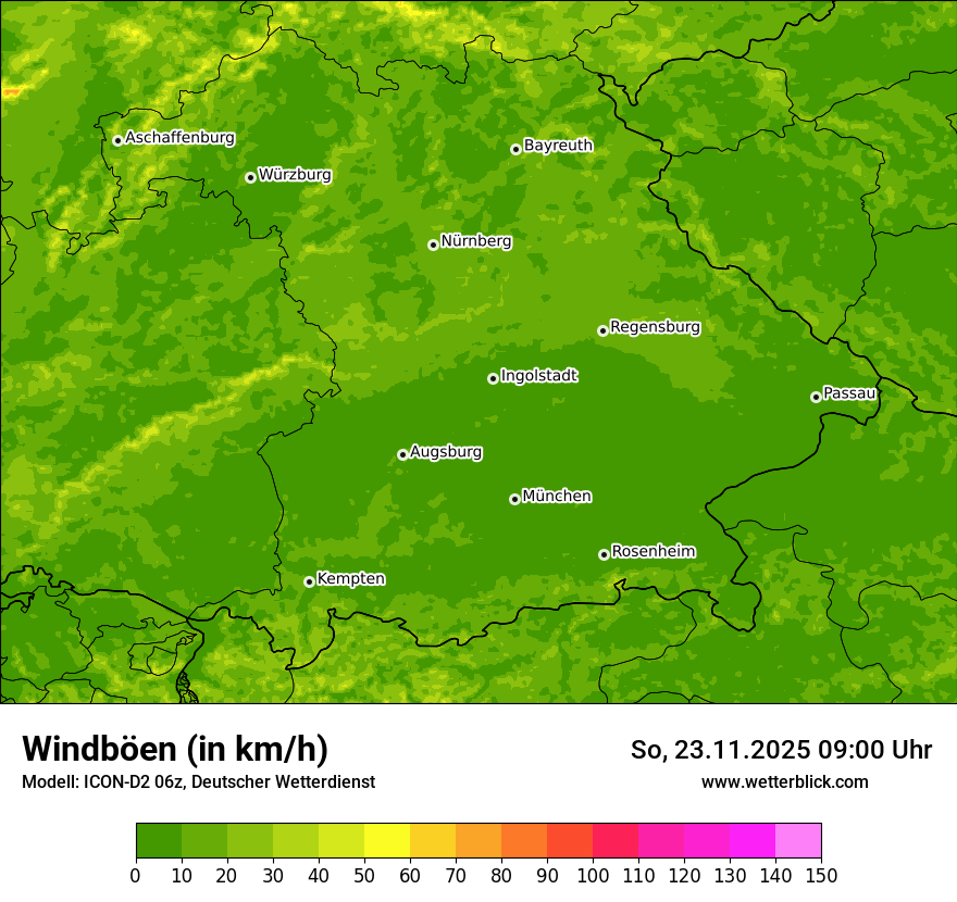 Modellkarten Windgeschwindigkeit