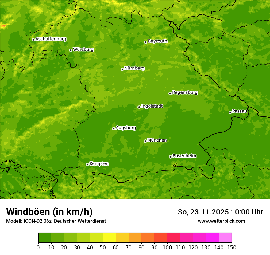 Modellkarten Windgeschwindigkeit