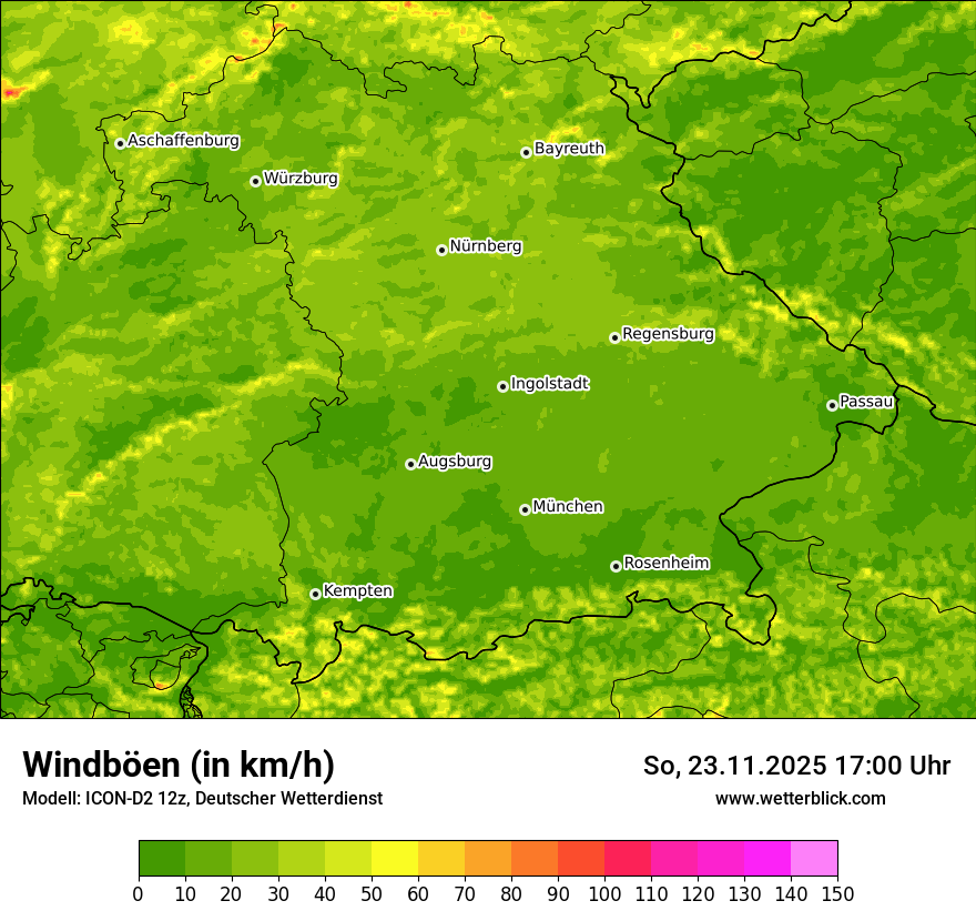 Modellkarten Windgeschwindigkeit