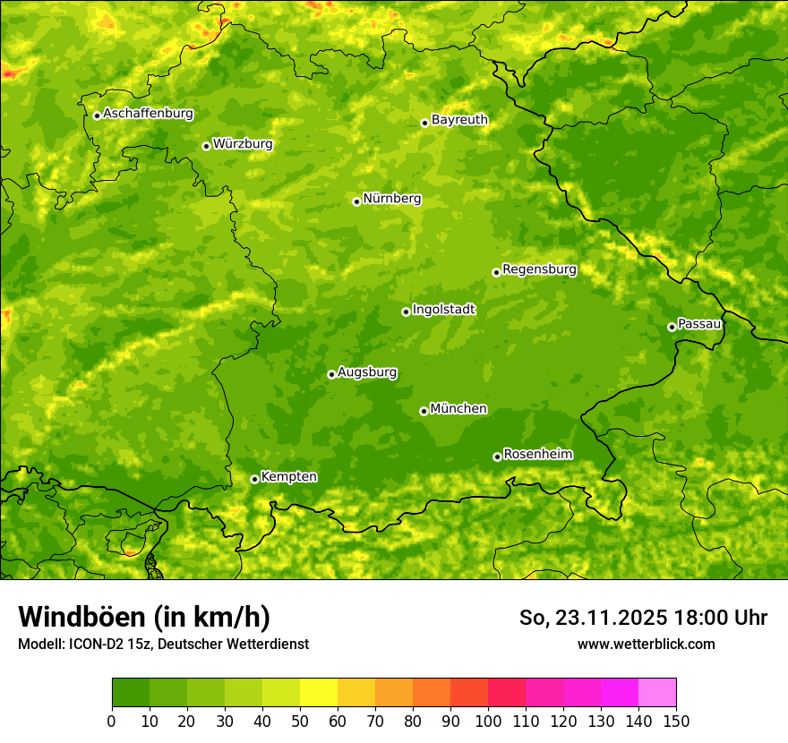 Modellkarten Windgeschwindigkeit