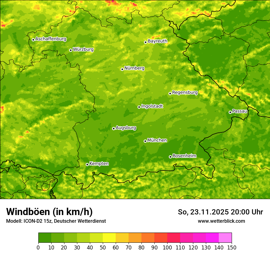 Modellkarten Windgeschwindigkeit